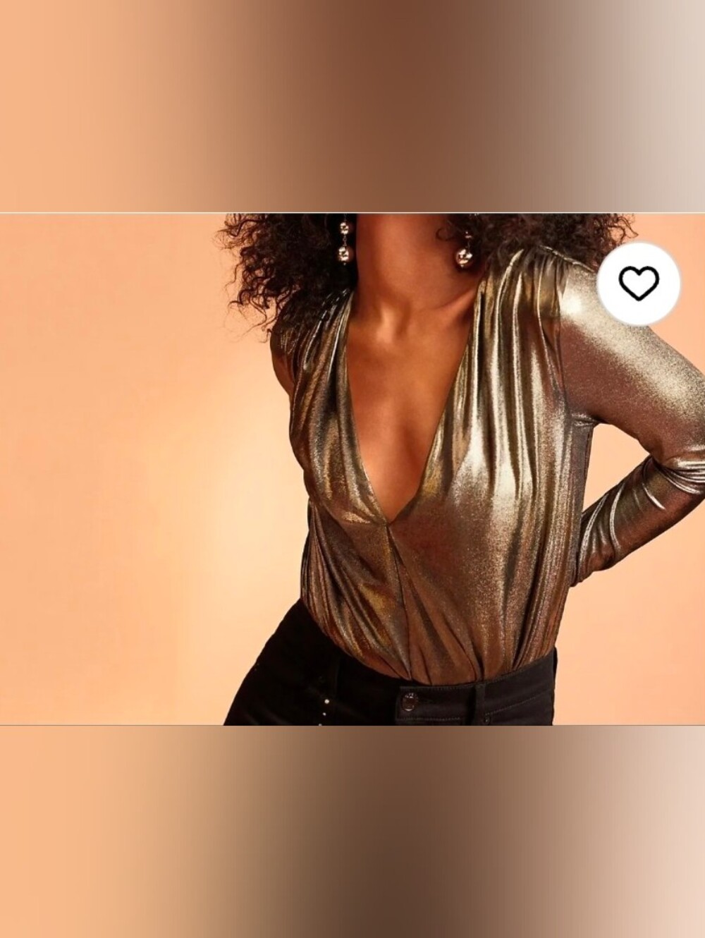 Express Gold Metallic Bodysuit Size Medium